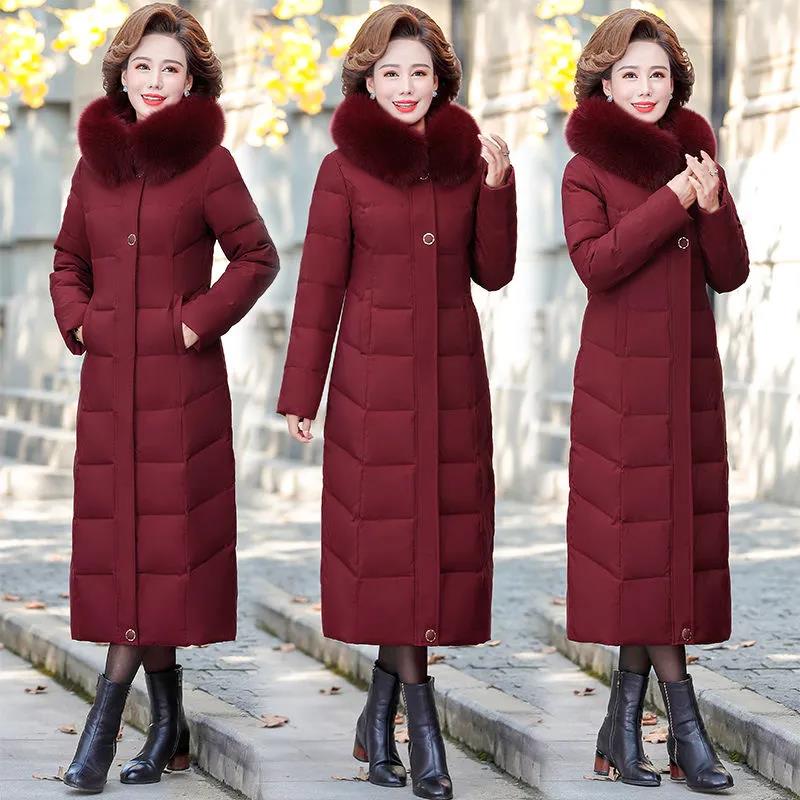 Women's Mid-length Down Jacket Winter Korean Loose Cotton Clothes Casual Hooded Padded Jacket Quilted Jacket