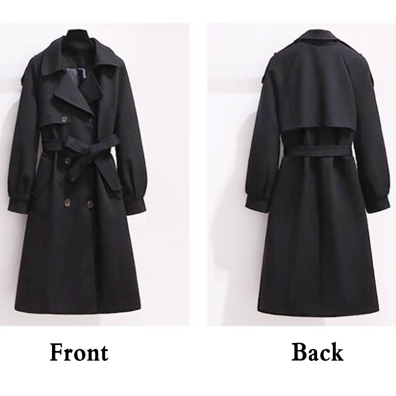 Coat Women's Mid-length Autumn and Winter Woolen Loose and Thin Over The Knee Popular Woolen Coat