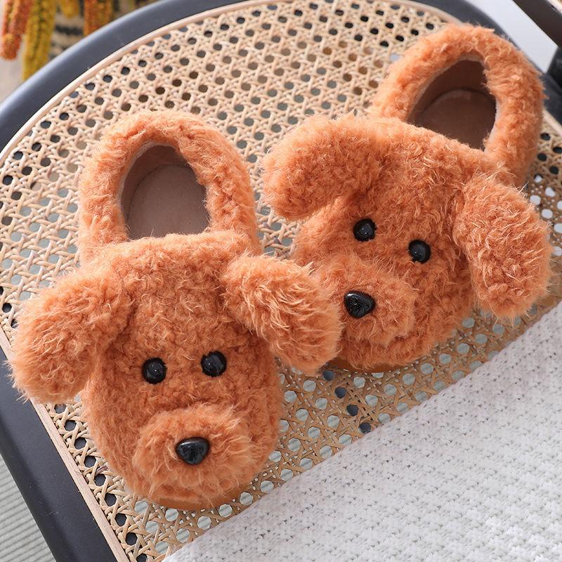 Winter Flat-bottomed Warm Thick-soled Peas Shoes Anti-slip Confinement Shoes Cute Cotton Slippers for Schoolgirls