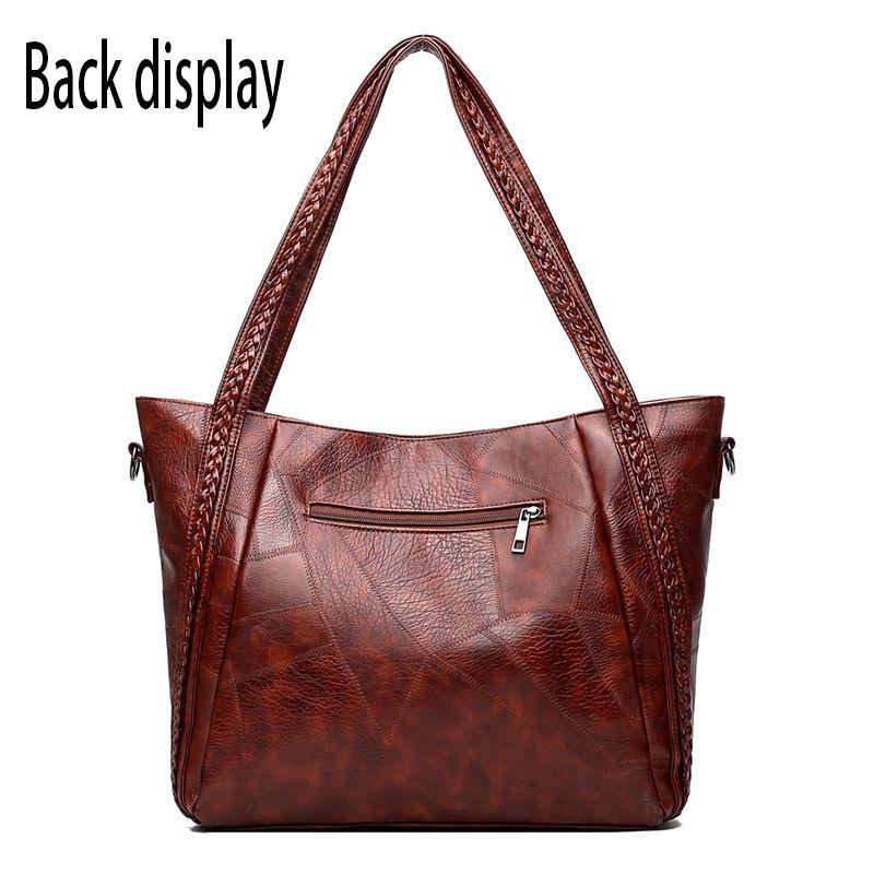 Leather bag Big capacity European and American style Shoulder Handbag Trendy wild Woman bag