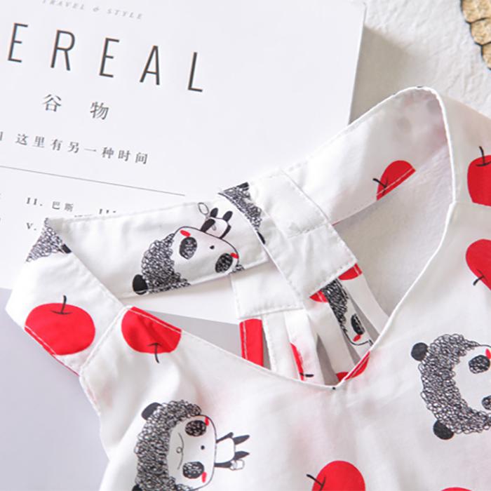 Summer Children's Clothing Korean Girls' Lamb Print Dress Open Back Suspender Girls' Princess Skirt