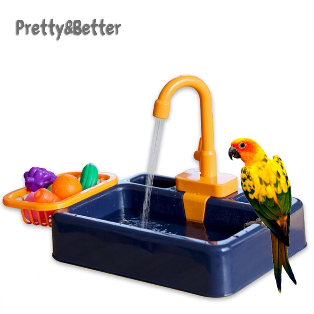 Pet Bird Bath Cage Basin Parrot Bath Basin Parrot Shower Bowl Birds Accessories Parrot Toy