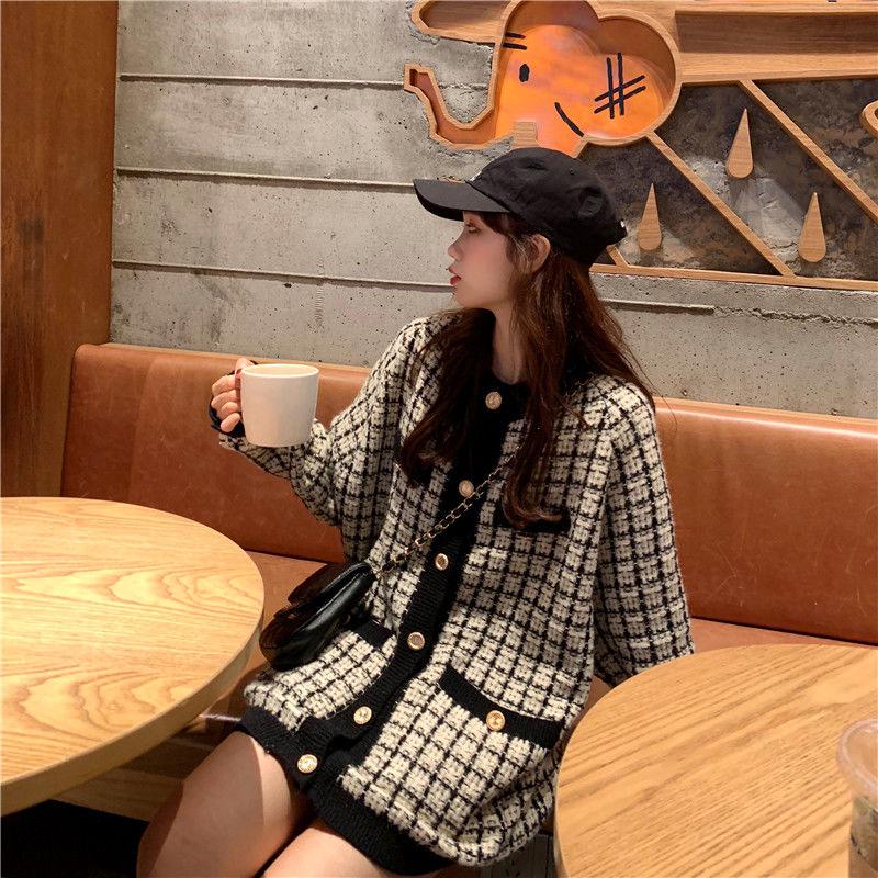 Sweater Cardigan Plus Size Women's College Style Loose Long-sleeved Korean Fashion Mid-length Coat