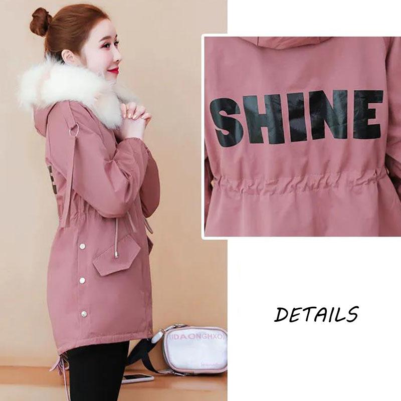 Winter School Overcoming Padded Coat Women's Mid-length Padded Coat Rabbit Fur Thickened College Style Jacket Parka Coat