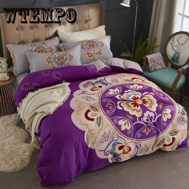 Luxury 3pcs Bedclothes Bedding Set Bedlinen Peony Print Bedding Sets Duvet/Quilt Cover Set