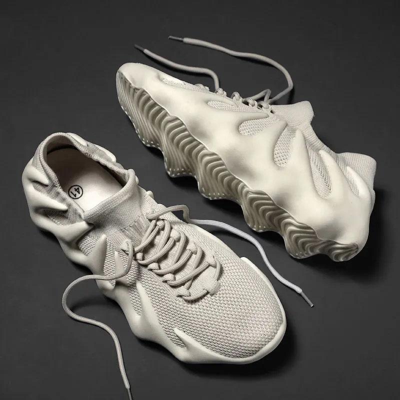 Men's Spring Fly Woven Mesh Shoes Boys Sports Casual Shoes Student Breathable Couple Dad Shoes Comfortable Coconut Shoes Fitness Shoes