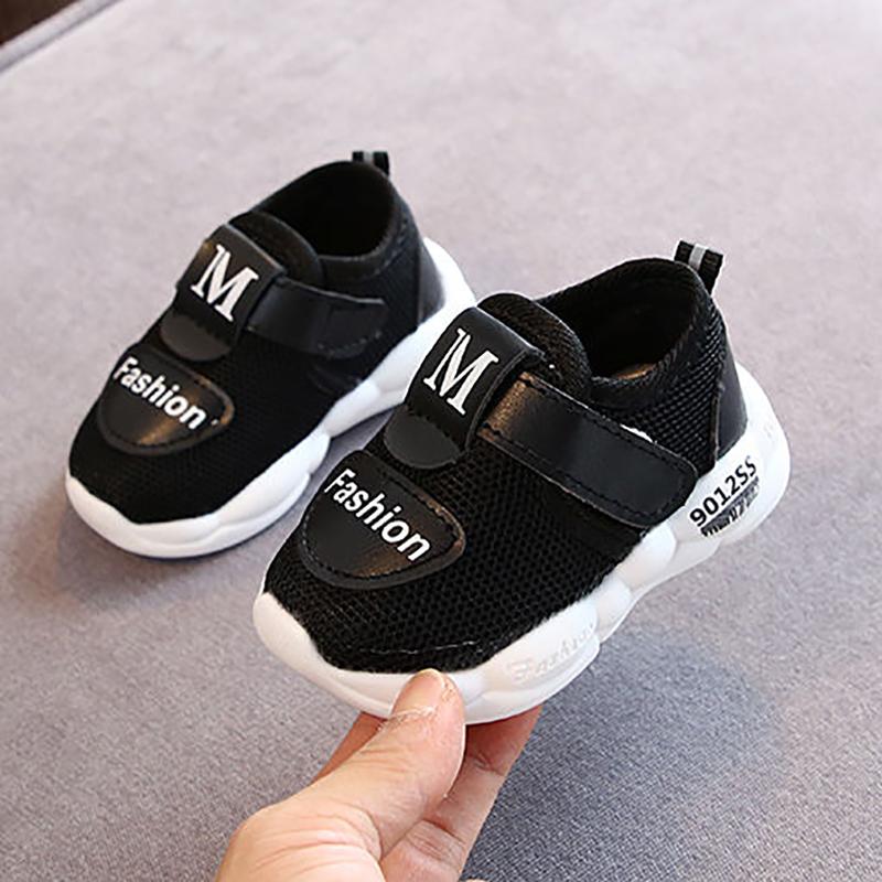 Men's and Women's Baby Spring Mesh Sneakers 0-3 Years Old 2 Infant Soft-soled Toddler Shoes All-match Breathable Leather Single Shoes