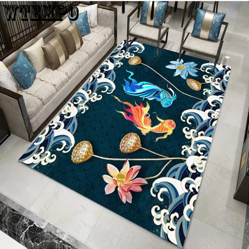 Chinese Style 3D Floral Pattern Carpet for Living Room Area Rug Children Floor Mat Cloakroom Rugs