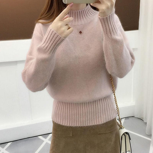 Women's Autumn and winter Bottoming shirt Warm Long sleeve high collar sweater Knitting Sweater