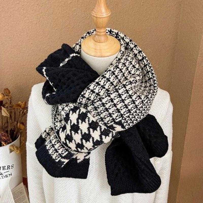 Women's Scarf Autumn and Winter Thick Warm Double-sided Knitted Scarf Wild Pure Color Imitation Cashmere Scarf Shawl