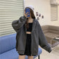 Autumn Hooded Cardigan Sweater Female Student Mid-length Top Coat Ins Korean Version Loose All-match Jacket Zipper Coat Long-sleeved Hooded Sweater