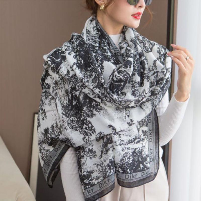 Scarf Tide Shawl Women's Winter Jungle Wild Autumn and Winter Warmth Korean Cotton and Linen Scarf