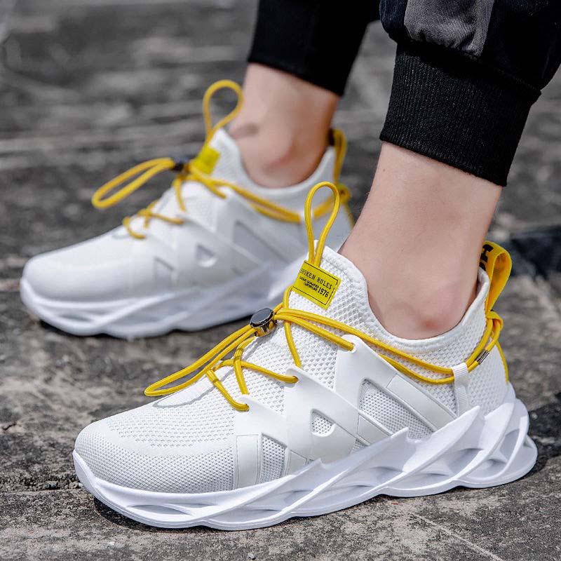 Plus Size 39-44 Men Flying Woven Mesh Sneakers Comfortable Breathable Running Basketball Shoeses Shockproof Non-slip Blade Shoes