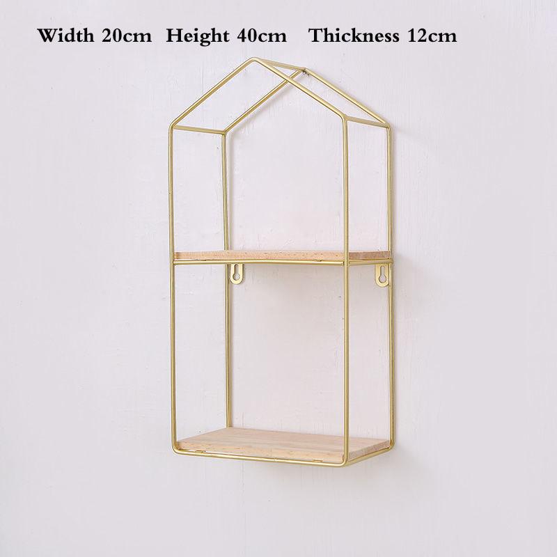 Nordic Wall Racks Living Room Wrought Iron Wall Wall Decoration Partition Wall Hanging Free Punching Wall Hanging Bookshelf