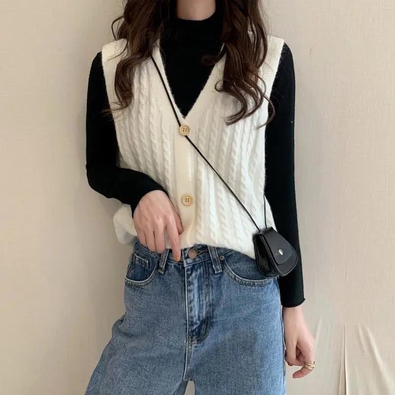 Candy Color Japanese Twist Knit Vest Women's Cardigan Jacket Short Loose Loose Wild Sweater Vest Sleeveless Waistcoat Waistcoat Sweet Style