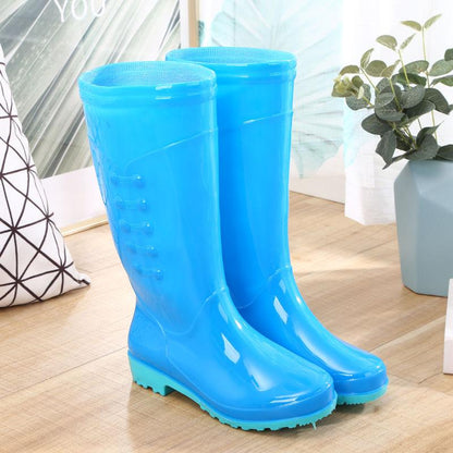 Rain Boots Women's High Tube Water Shoes Rain Boots Tendon Bottom Non-slip Waterproof Water Shoes Women's Detachable Warm Rain Boots