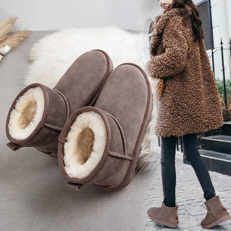 Woman Boots Genuine Leather Waterproof Snow Boots Fur Woman Ankle Boots 2019 Winter Ladies Shoes