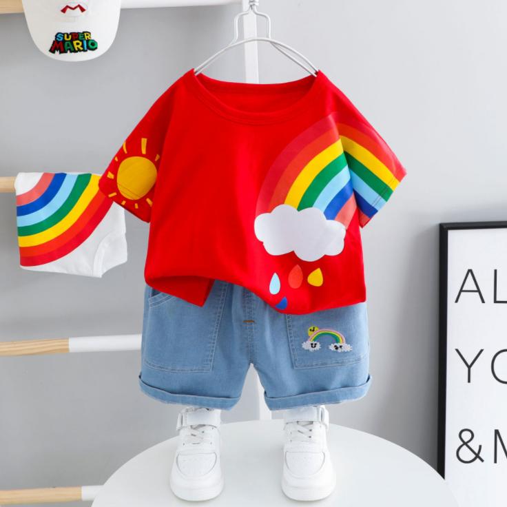 Baby Boy and Girl Summer Printing Short-sleeved Suit for Children 1-3 Years Old Baby Boy and Girl Summer Two-piece Suit