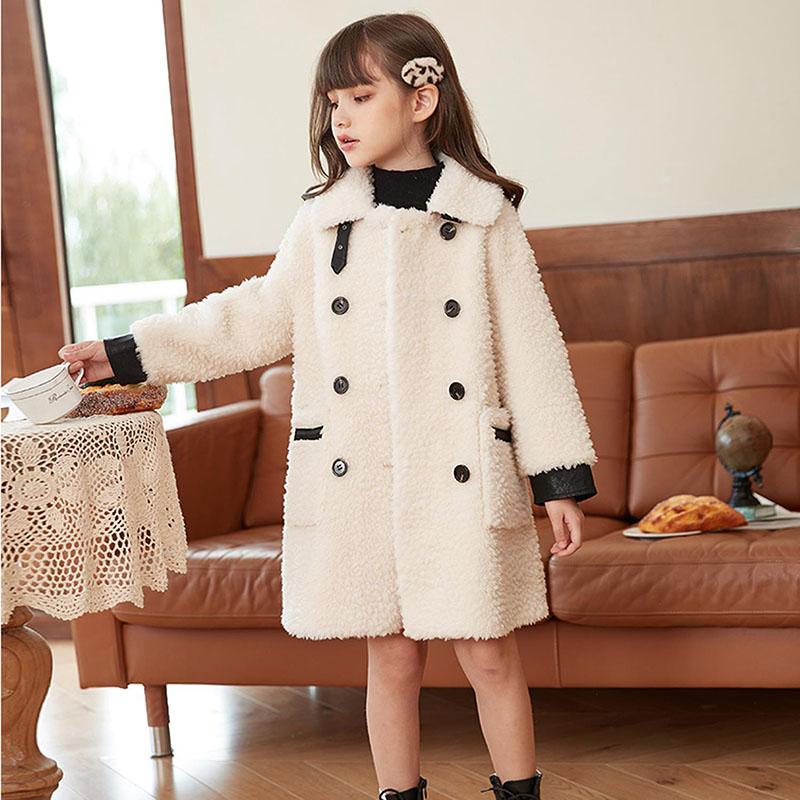 Girls Lamb Wool Coat Children's Coat Granular Velvet Warm and Windproof Plus Velvet Thick Autumn and Winter Clothes