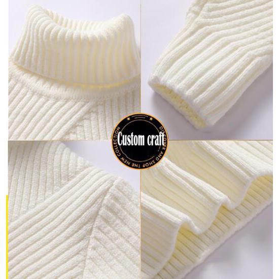 WTEMPO Men Knitted Pullover Solid Color Lapel Sweater Warm Sweater Soft Casual Pullover