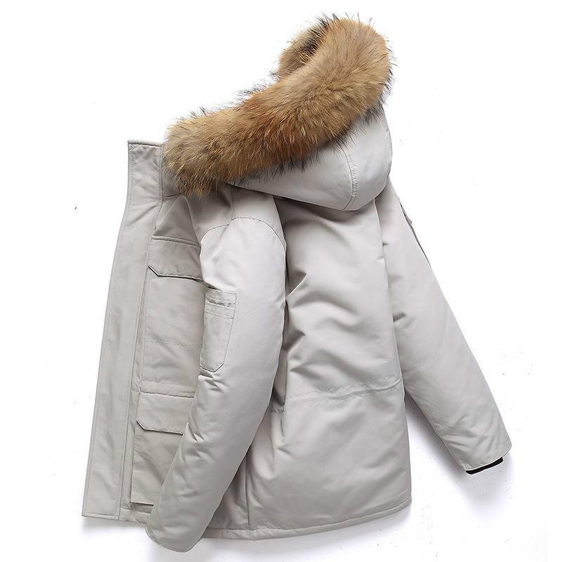 Outdoor Big Fur Collar Men's Down Jacket Winter Fashion Thick Windproof Warm Young Couple Jacket