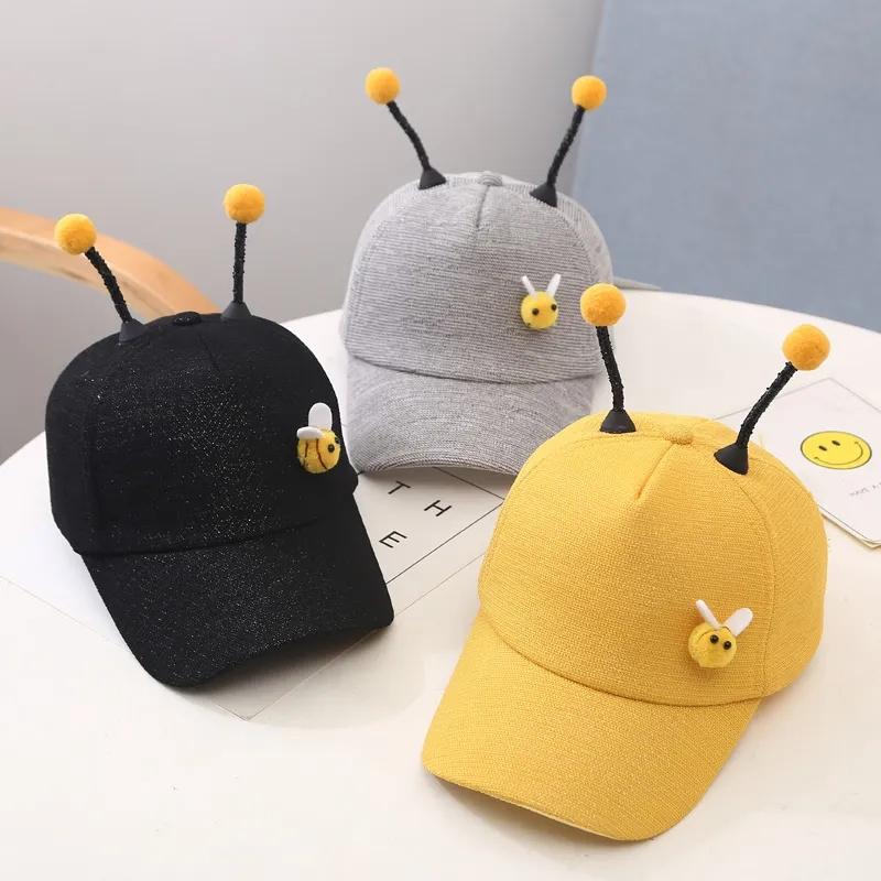 Cute Cartoon Little Bee Cap Children's Spring Autumn Hat 2-8 Years Old Boys and Girls Peaked Cap Solid Color Casual Breathable Soft Baseball Cap