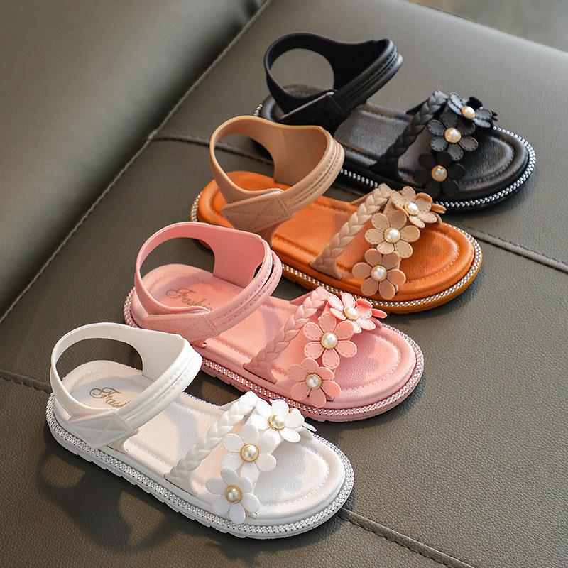 Girls Sandals Summer Little Girl Princess Open Toe Non-slip Breathable Soft Bottom Large and Medium Children's Casual Children's Beach Sandals