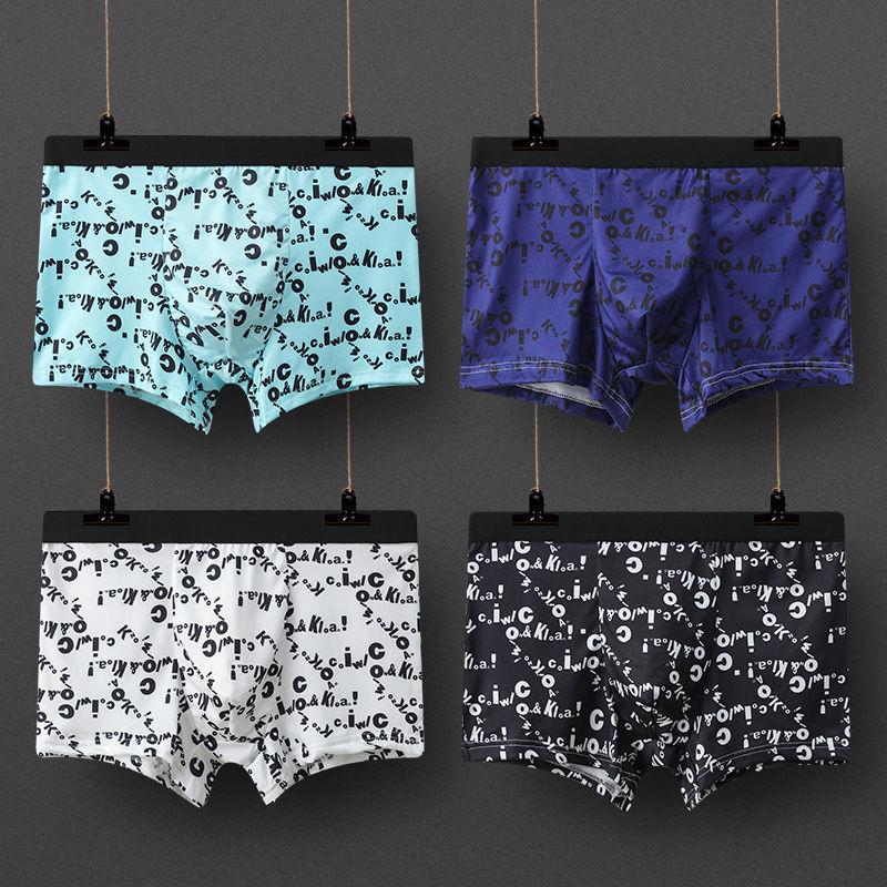 4-pack Summer Men's Underwear Student Boxer Shorts Breathable Soft Men's Boxer Shorts Boys Youth Fashion Shorts