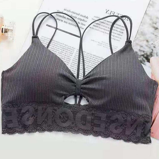 Girl Letter Small Sling Bra Women's Underwear Student Wrapped Chest Small Chest Gathered Beautiful Back Bra Without Steel Ring