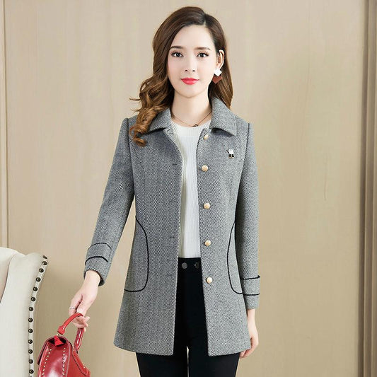 Woolen Coat Autumn Winter Large Size Woman's Clothing Long Sleeve Warm Jacket Large Size