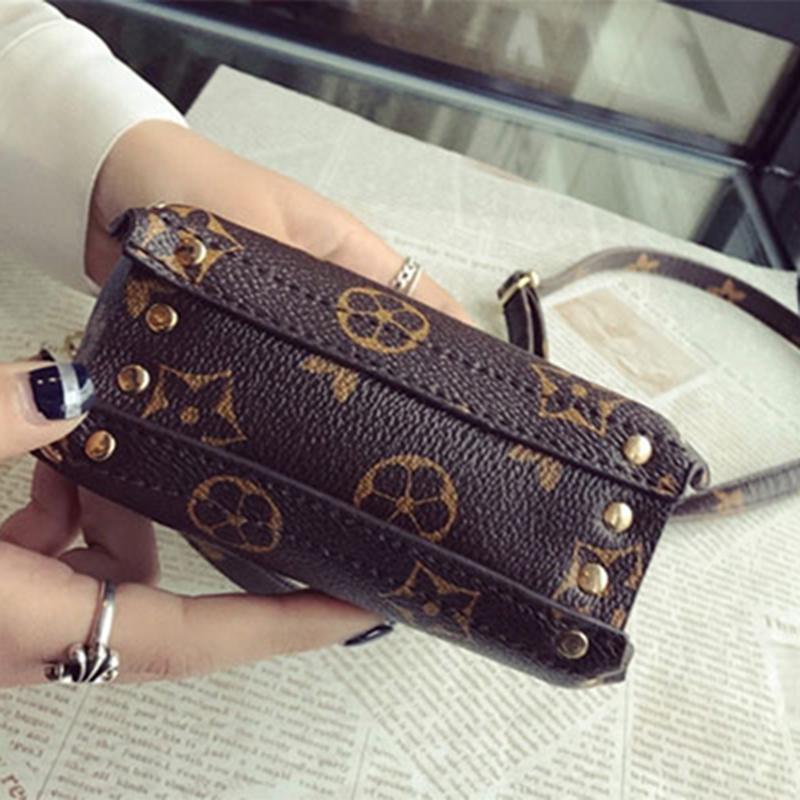 2piece Women's mobile phone bag coin purse retro printing Korean rivet small shoulder bag mini crossbody bag and clutch wallet