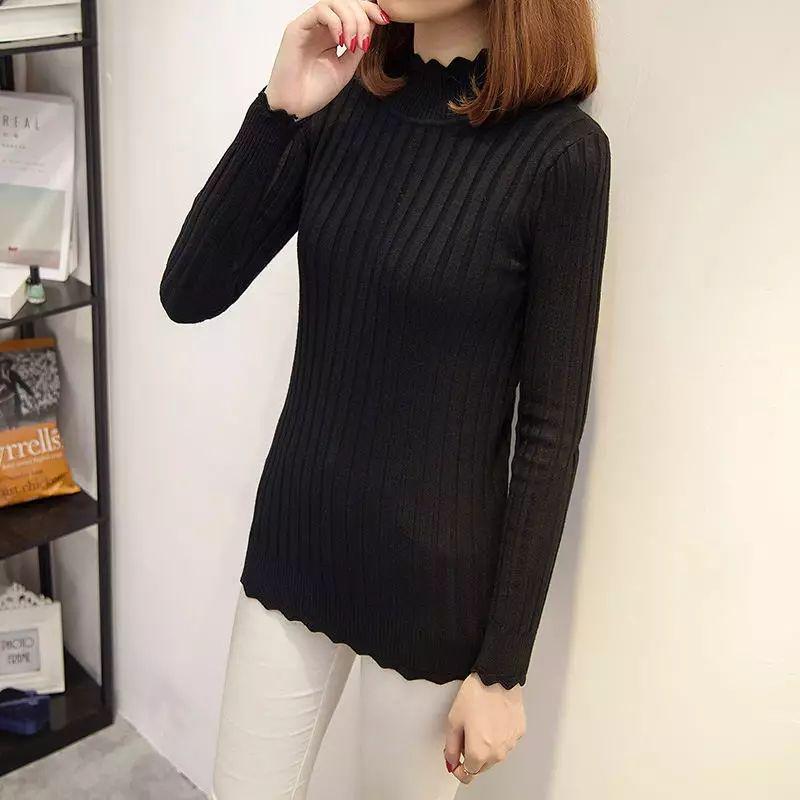 High Collar Sweater Winter Knitting Sweaters Large Size Sweater Skirt Woman Medium and Long Section