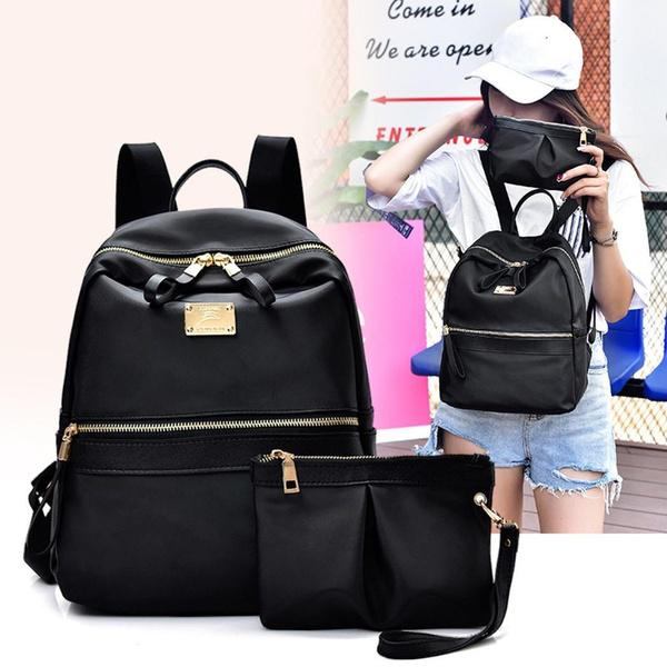 2021 Oxford Cloth Shoulder Bag College Style Wild Fashion New Ladies Backpack Casual Canvas Bag Black Two-piece Suit