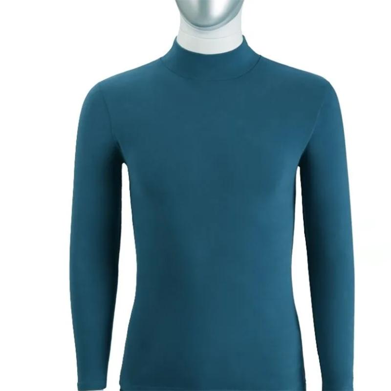 Thermal Underwear Men's Sweater Half-high Collar Autumn Clothes Slim Stretch Cotton Solid Color Cotton Sweater Middle Collar Bottoming Sweatshirts