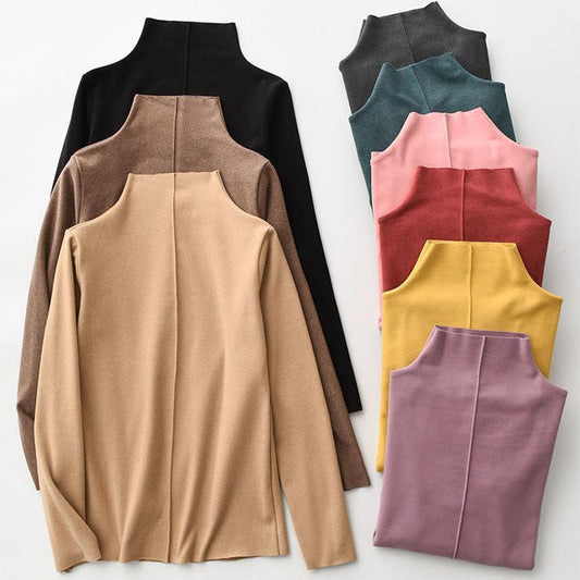 Double-sided Self-heating Bottoming Shirt for Women's Autumn Winter Pants Warm Suit Plus Velvet Thick Clothes