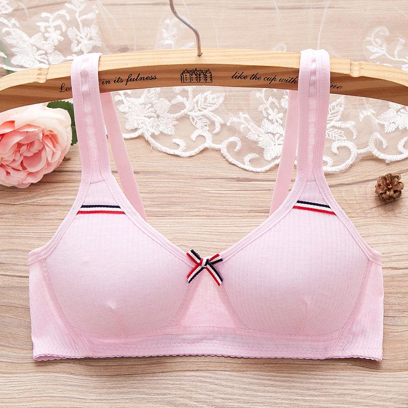 Fixed Double Shoulder Strap Girls Bra Sexy Bra Without Steel Ring Gathering Thin Japanese High School and College Students' Underwear