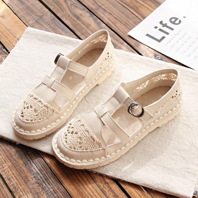 Ladies Casual Flat-bottomed Loafers Ladies Knitted Rattan Hollow Casual Shoes Hollow Comfortable and Breathable Toe Cap Roman Sandals Women