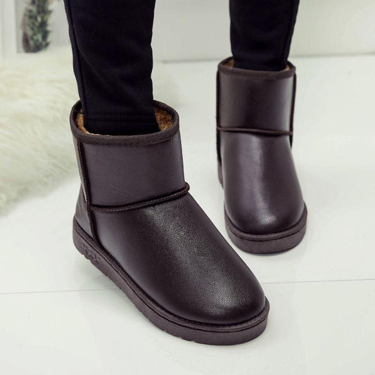 2019 Women Snow Boots Winter Fur Ankle Boot Female Bowtie Warmer Plush Flat Slip on Ladies Shoes