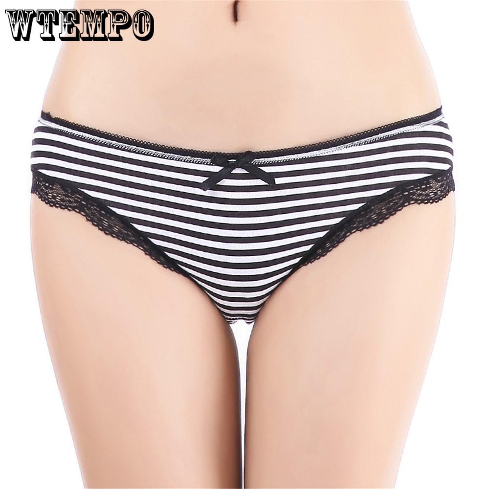 Cotton Women's Briefs Sexy Low-waist Panties Underwear Fashion Striped Printed 6 Pcs/lot