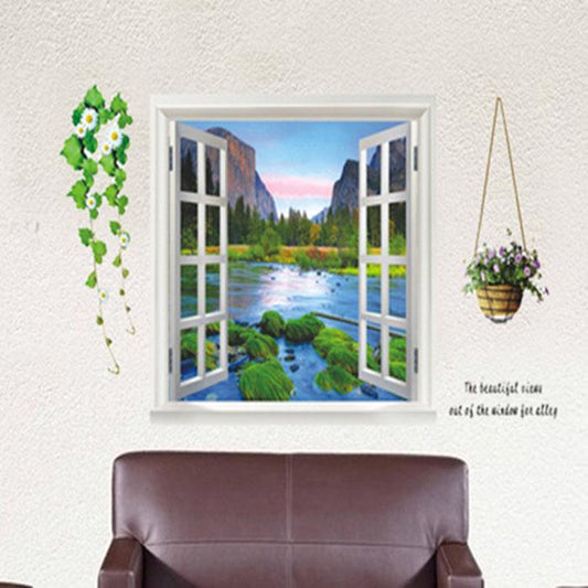 Living room bedroom sofa wall kitchen corridor landscape wall sticker fake window landscape