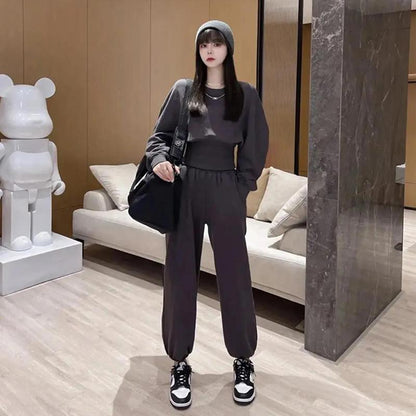 Women's Autumn Suits Loose All-match Thin Casual Sports Pullovers Long-sleeved Sweater Sweatpants Two-piece Sportswear Sweatshirt Sports Sets