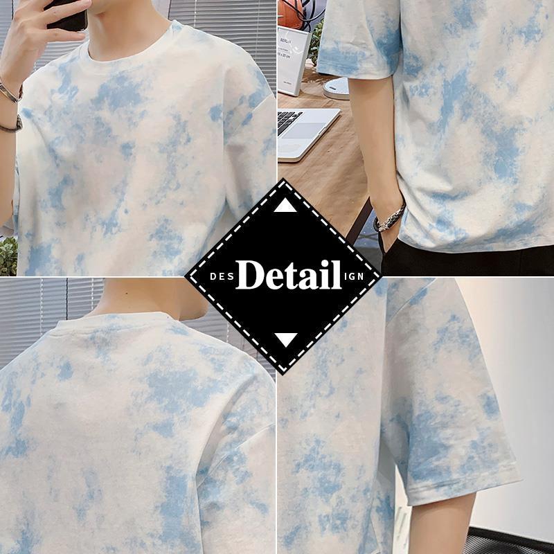 Summer T-shirt Korean Trendy Tie-dye Fashion Tees O-neck Half Sleeve Thin Shirt Oversized Soft Casual Loose Pullover