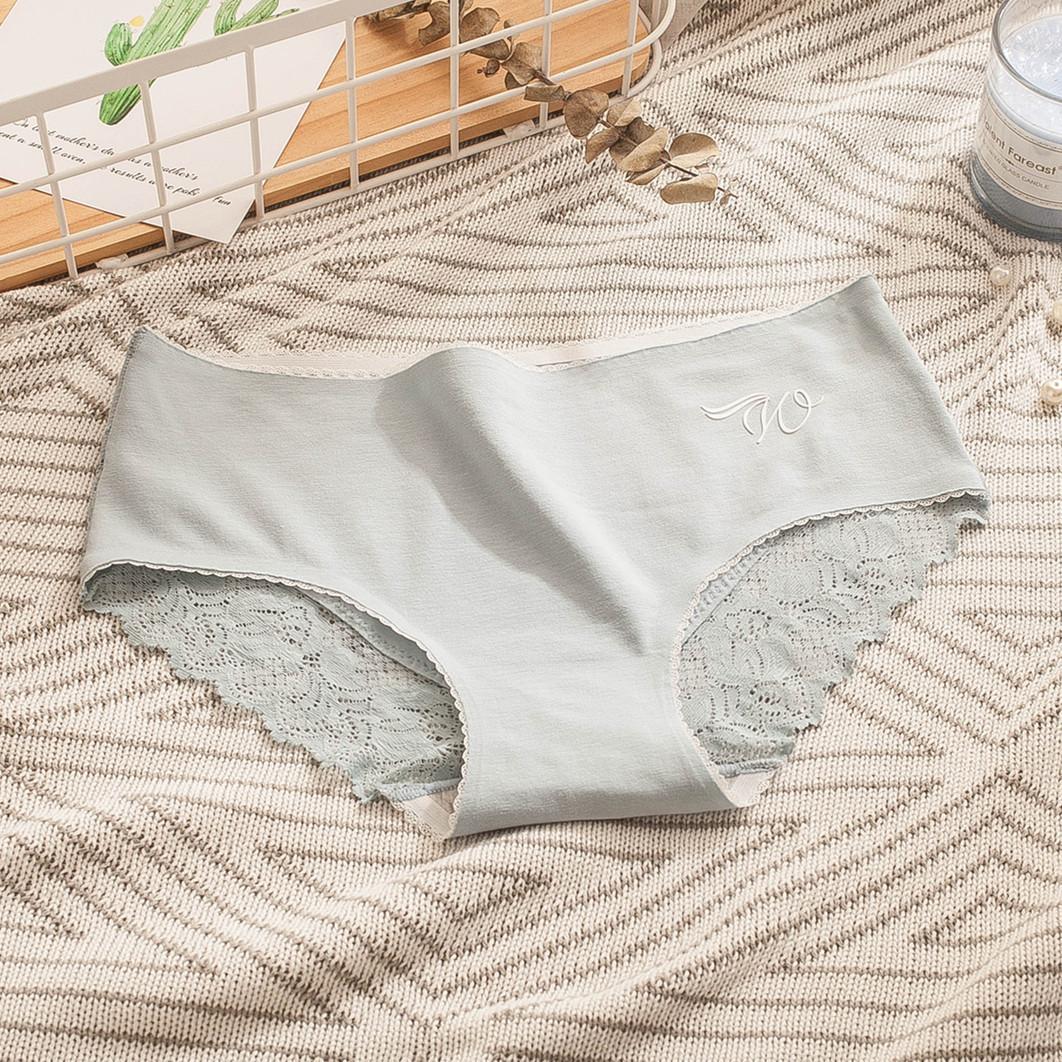 3Pcs/Set Seamless Cotton Lace Panties Women's Lace Breathable Underpants Mid-waist Graphene Crotch Briefs