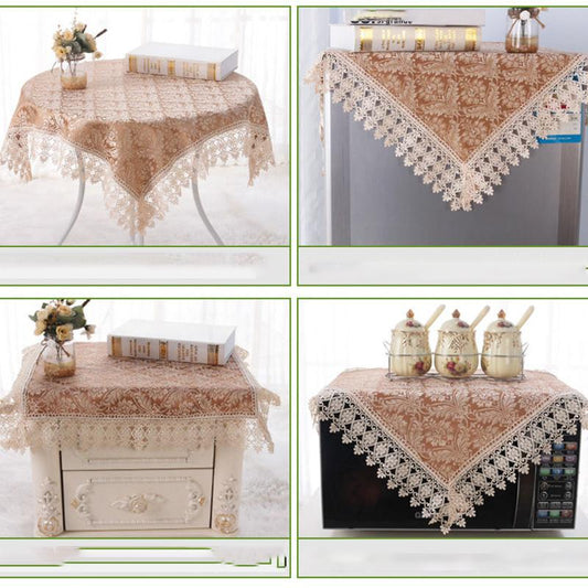 Household Cloth Lace Universal Cover Towel Bedside Table Cover Towel Cover Cloth Small Round Table Tea Table Cloth Square Microwave Refrigerator