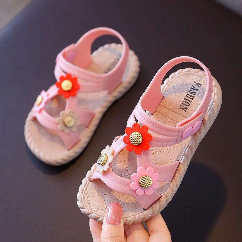 Baby Sandals 1-6 Years Old Girl Princess Shoes Baotou Summer Children Toddler Shoes Soft Bottom Hollow Sandals Non-slip Fla