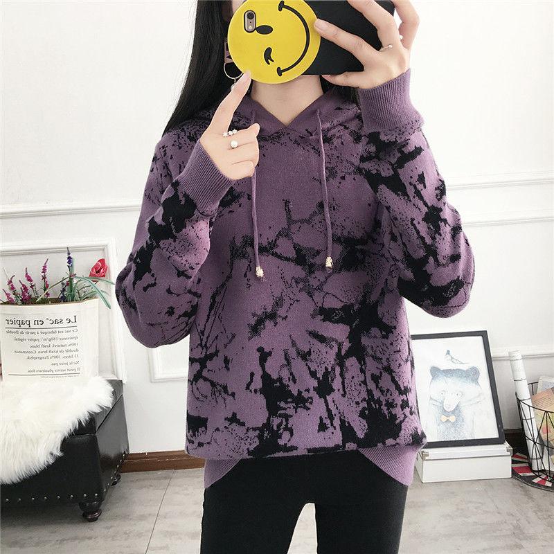 Autumn and Winter Loose Hooded Sweater Thickened Pullover Knitted Sweater Fashion Simple Female Top