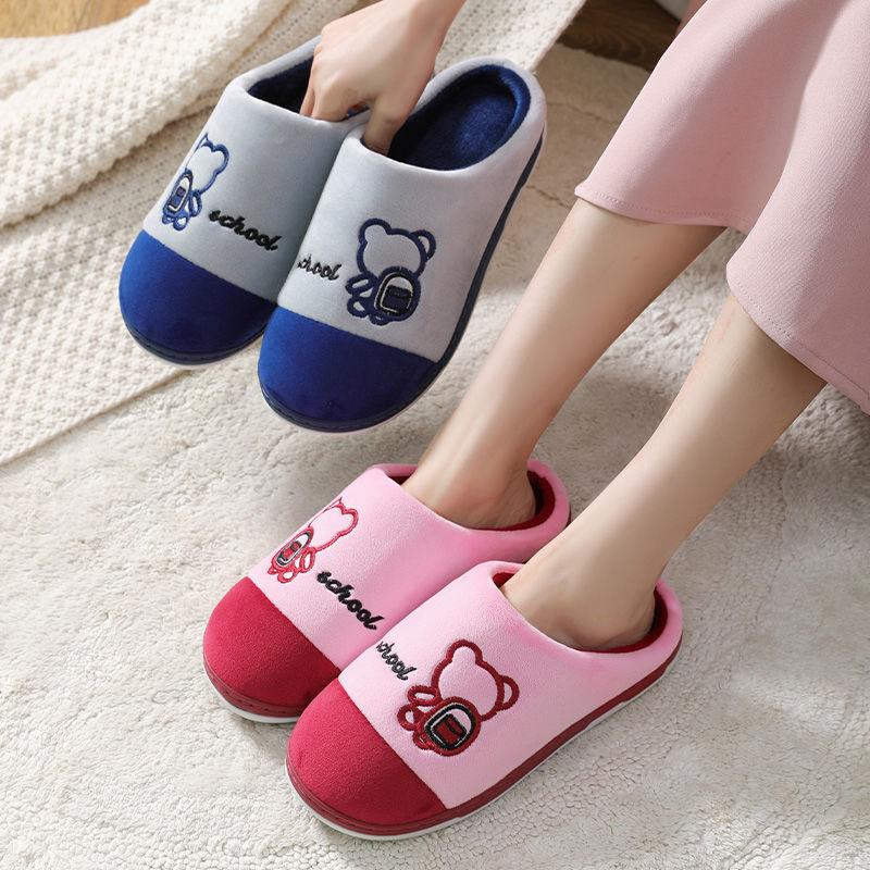 Winter Couple Thickened Non-slip Slippers Home Warm Indoor Fur Slippers Cotton Slippers