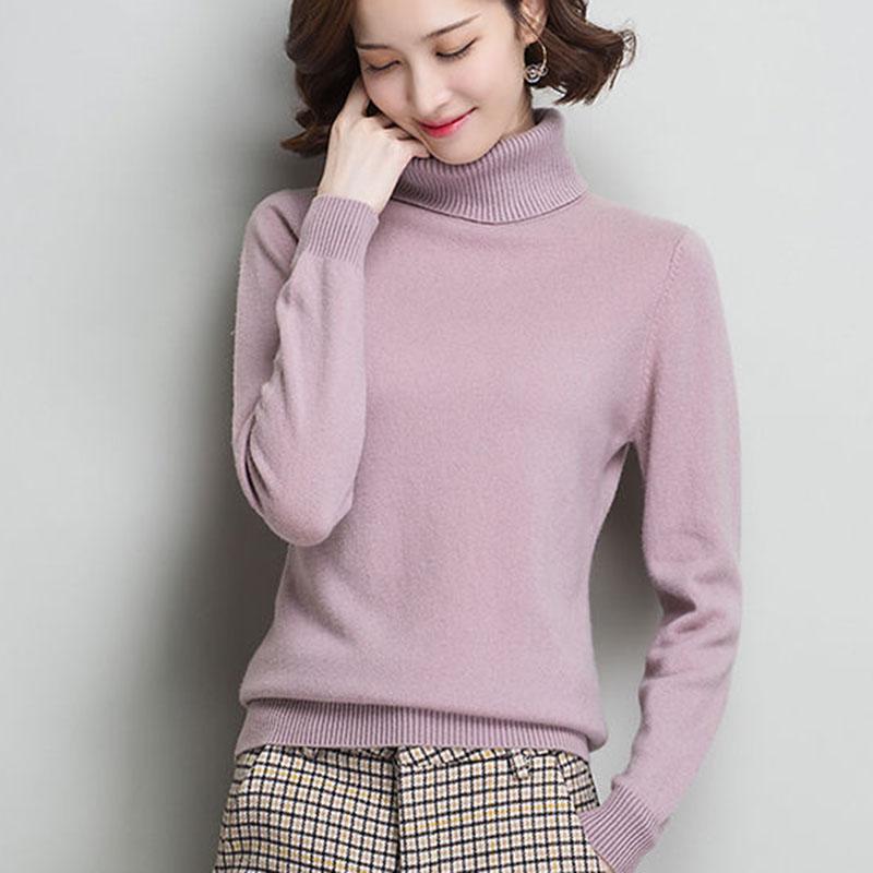 Autumn and Winter Loose Wild Cardigan Half High Neck Large Size Knitted Sweater Solid Color Comfortable Female Bottoming Shirt