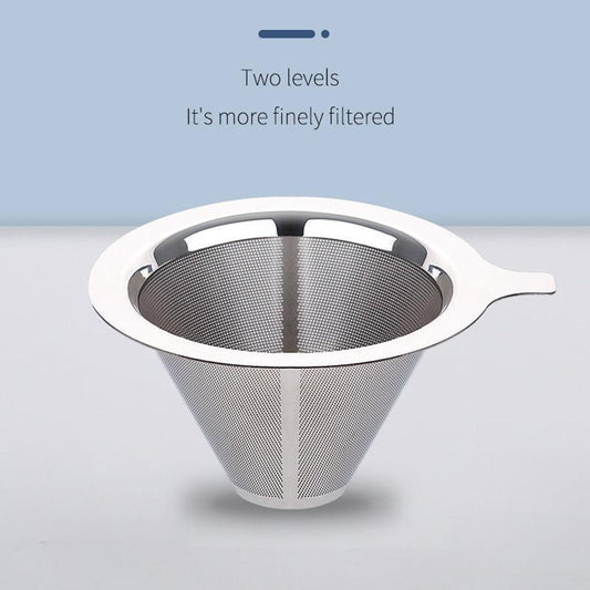 Pour Over Coffee Filter Stainless Steel Reusable Coffee Dripper Coffee Holder Cone Funnel Basket Mesh Strainer