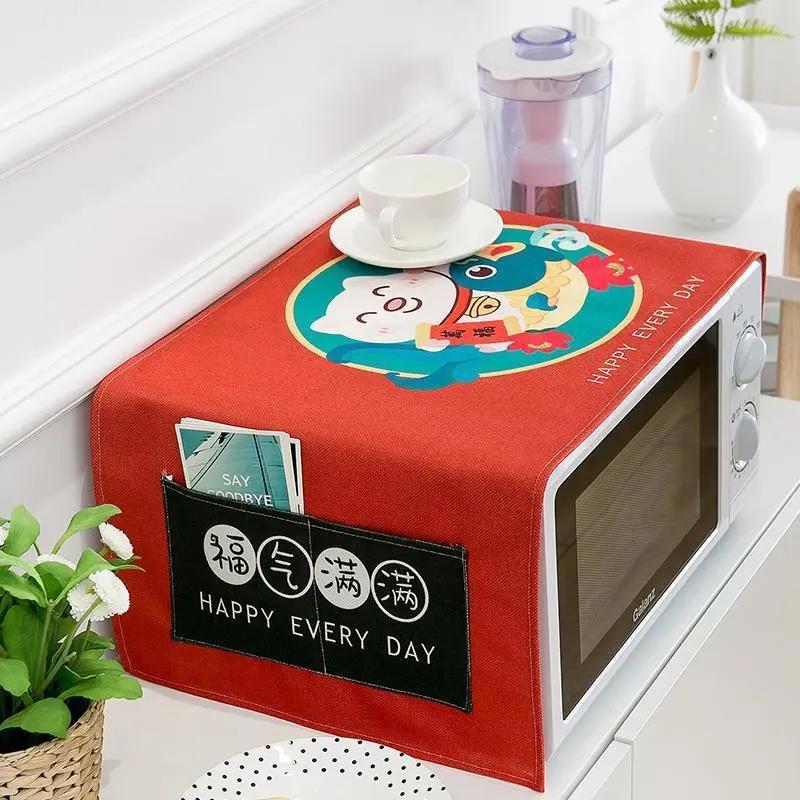 Microwave Oven Cover Dust Cover Oven Cover Cloth Oil-proof Cover Waterproof Household Dust Cover Towel 35*100cm